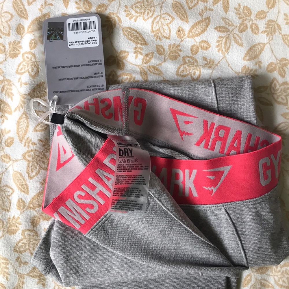 Gymshark Flex V3 Leggings-Light Grey Marl/Pink
